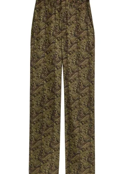 Paisley wide-leg silk-twill trousers