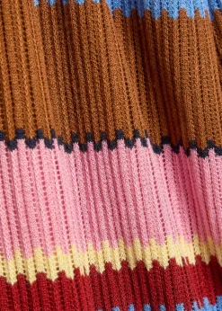 Palazzo striped-knit silk and linen-blend trousers