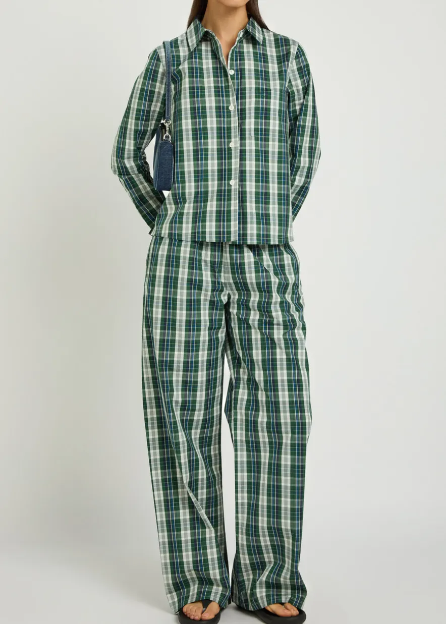Pan checked cotton-poplin trousers