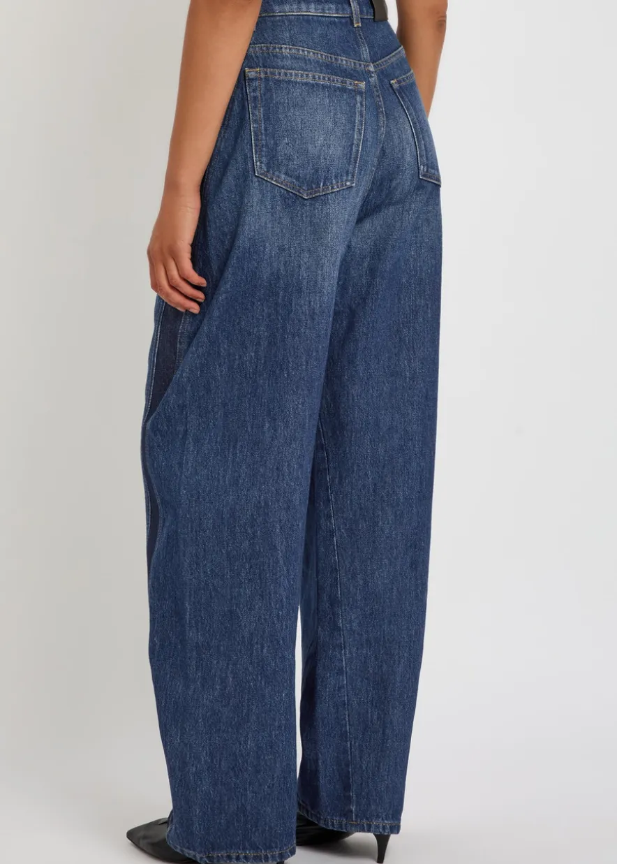 Panelled barrel-leg jeans