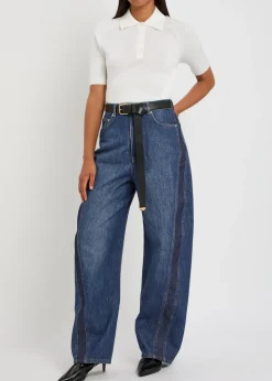 Panelled barrel-leg jeans