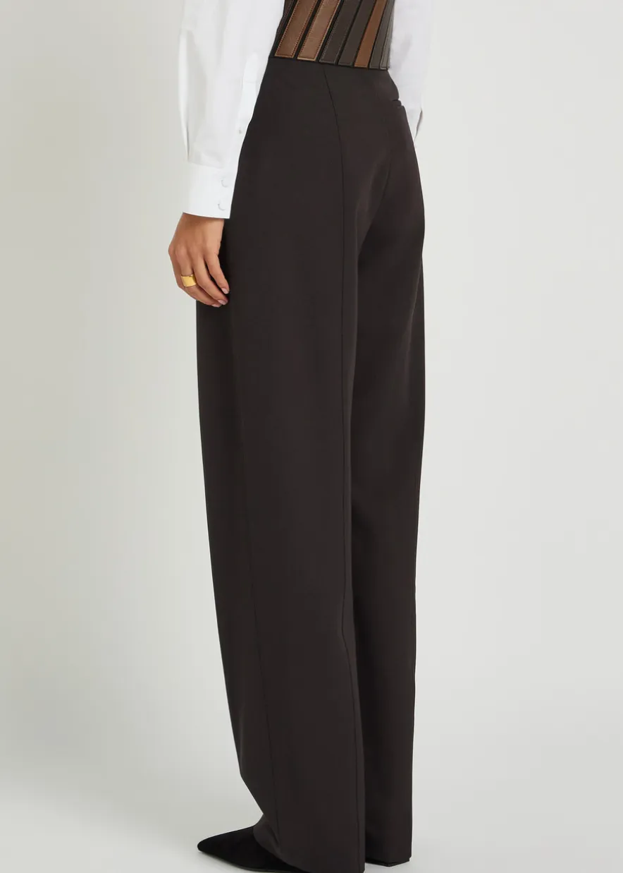 Panelled belted wool trousers