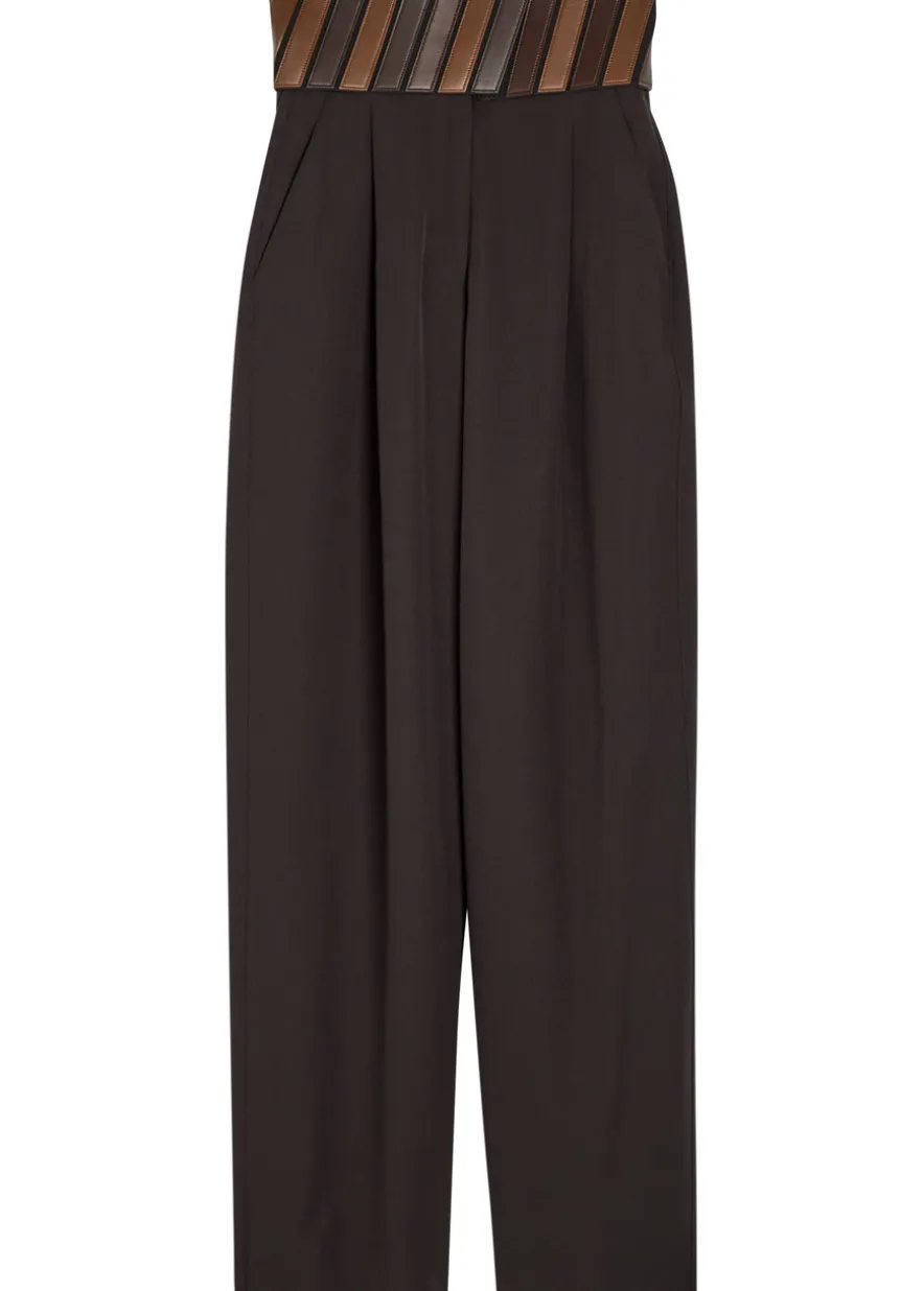 Panelled belted wool trousers
