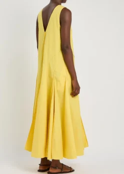Panelled cotton-poplin maxi dress