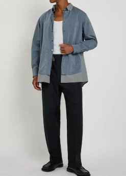 Panelled cotton-poplin shirt