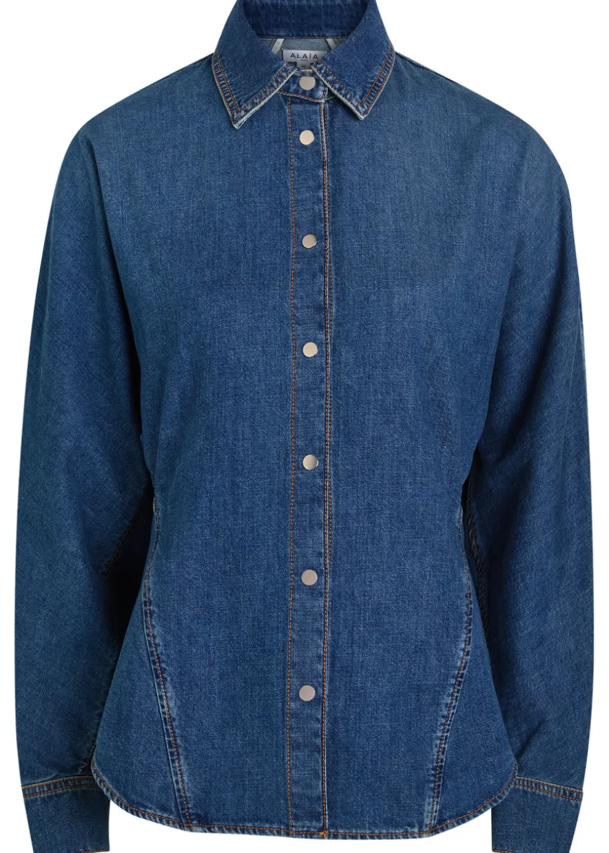 Panelled denim shirt