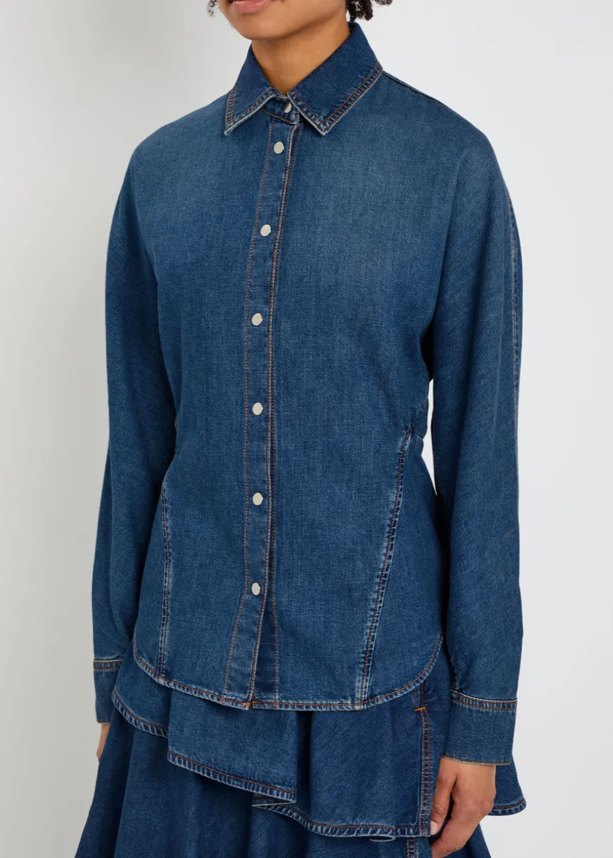 Panelled denim shirt