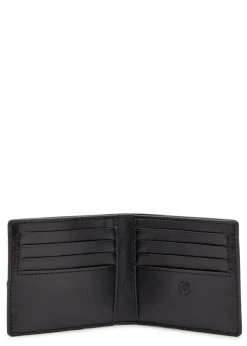 Panelled grained leather wallet