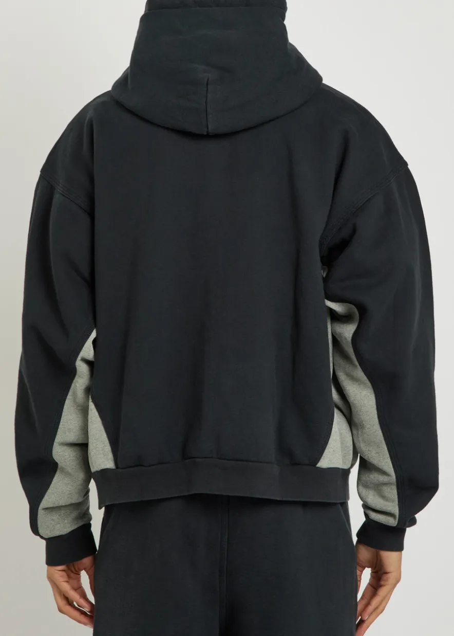 Panelled hooded cotton sweatshirt