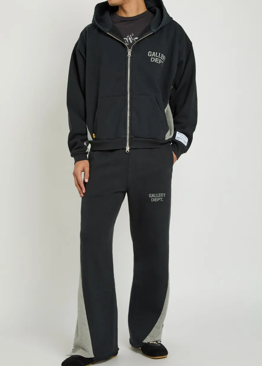 Panelled hooded cotton sweatshirt
