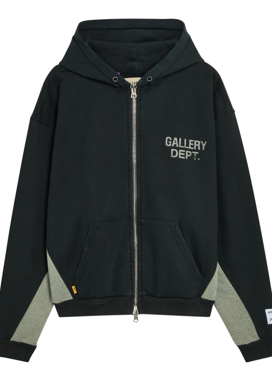 Panelled hooded cotton sweatshirt