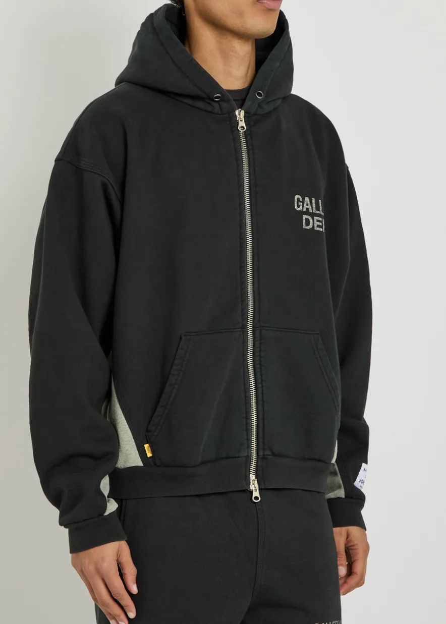 Panelled hooded cotton sweatshirt