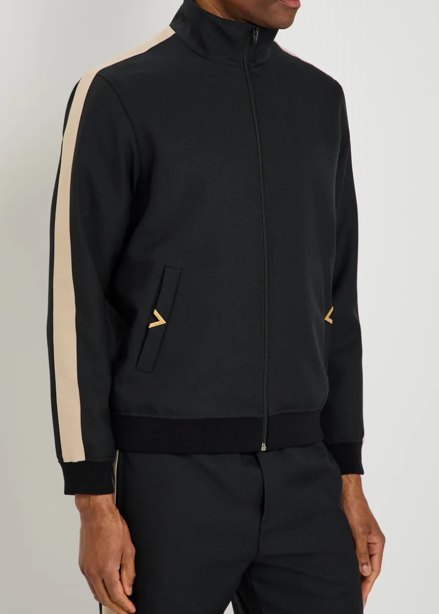 Panelled jersey-twill track jacket