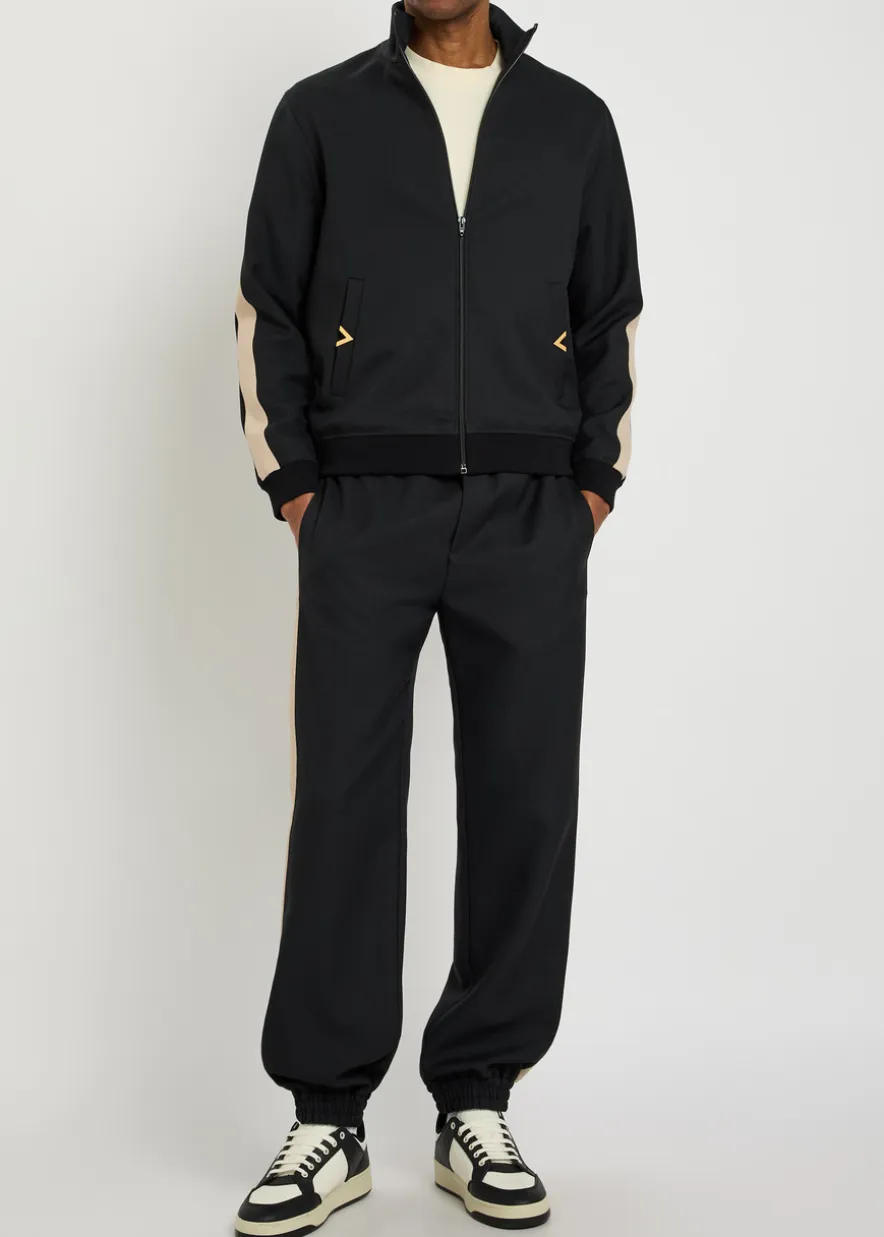 Panelled jersey-twill track jacket
