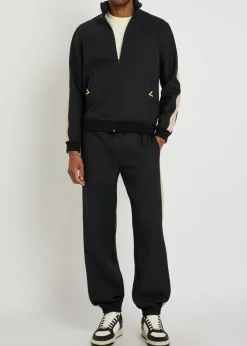 Panelled jersey-twill track pants