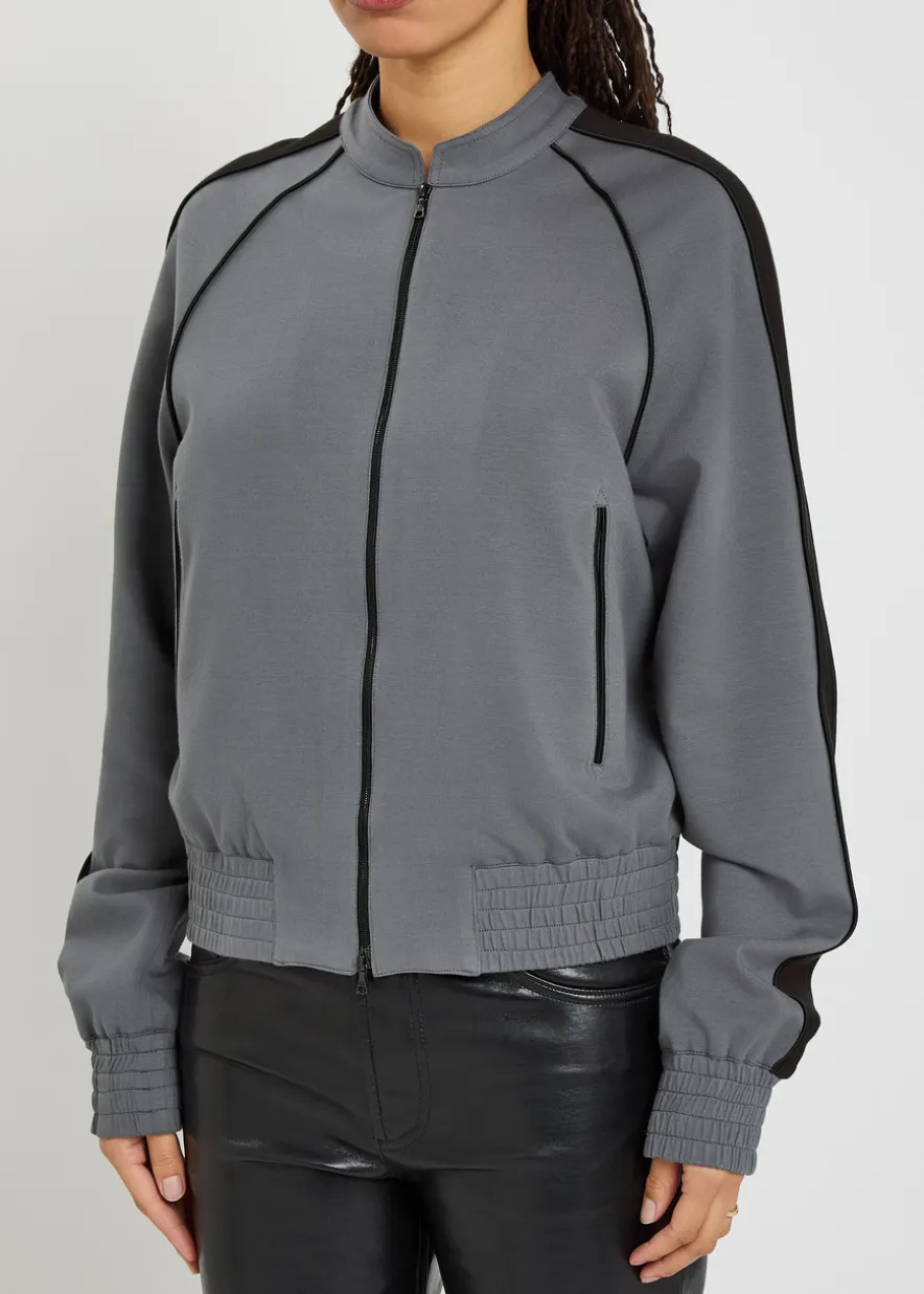 Panelled jersey varsity jacket