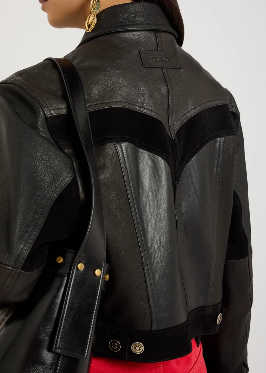 Panelled leather jacket