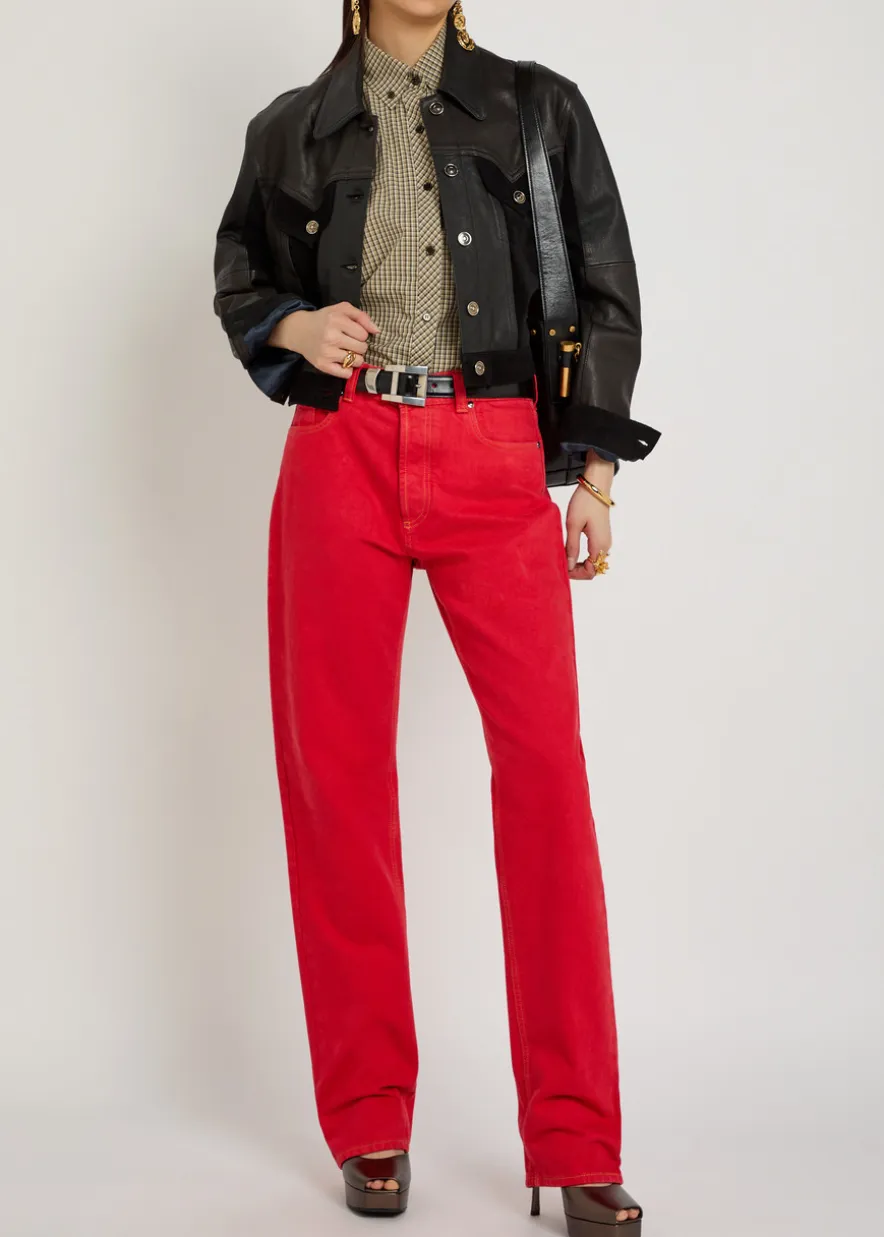 Panelled leather jacket