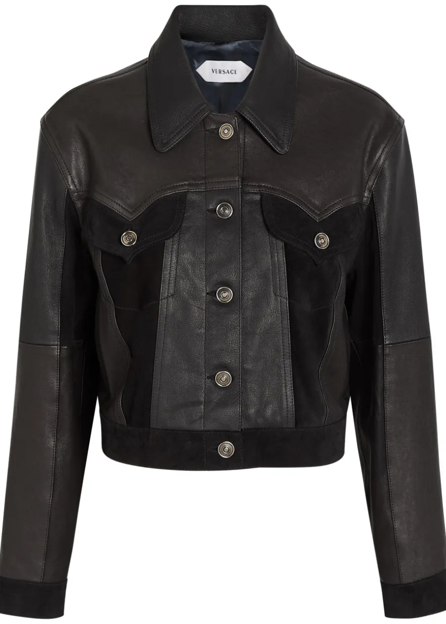 Panelled leather jacket