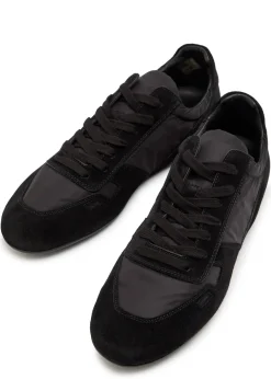 Panelled nylon and suede sneakers