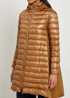 Panelled padded hooded shell jacket