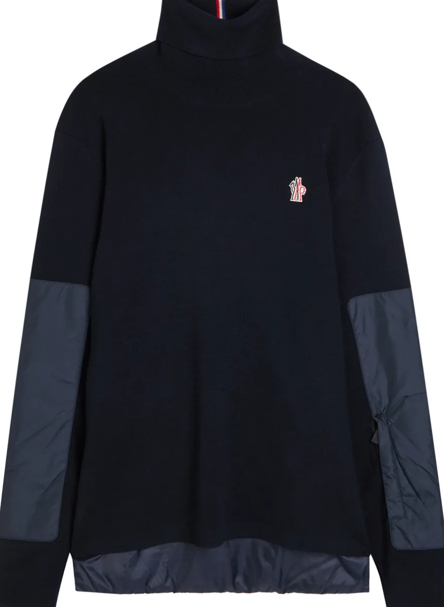 Panelled roll-neck wool-blend jumper