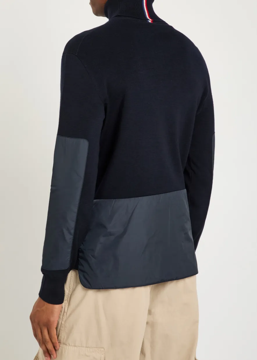 Panelled roll-neck wool-blend jumper