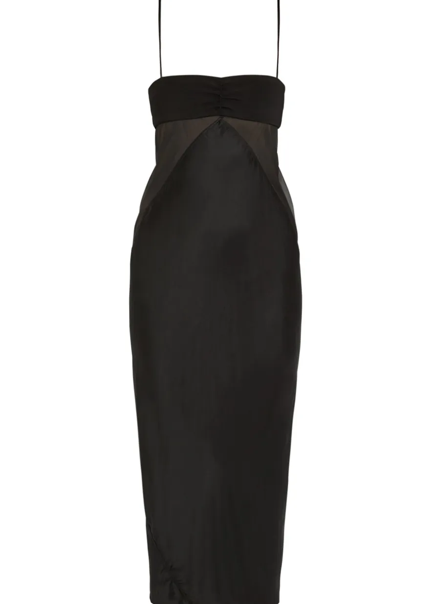 Panelled satin midi slip dress