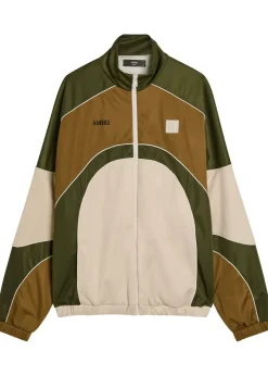 Panelled satin-twill track jacket