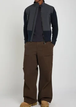 Panelled shell and cotton-knit jacket