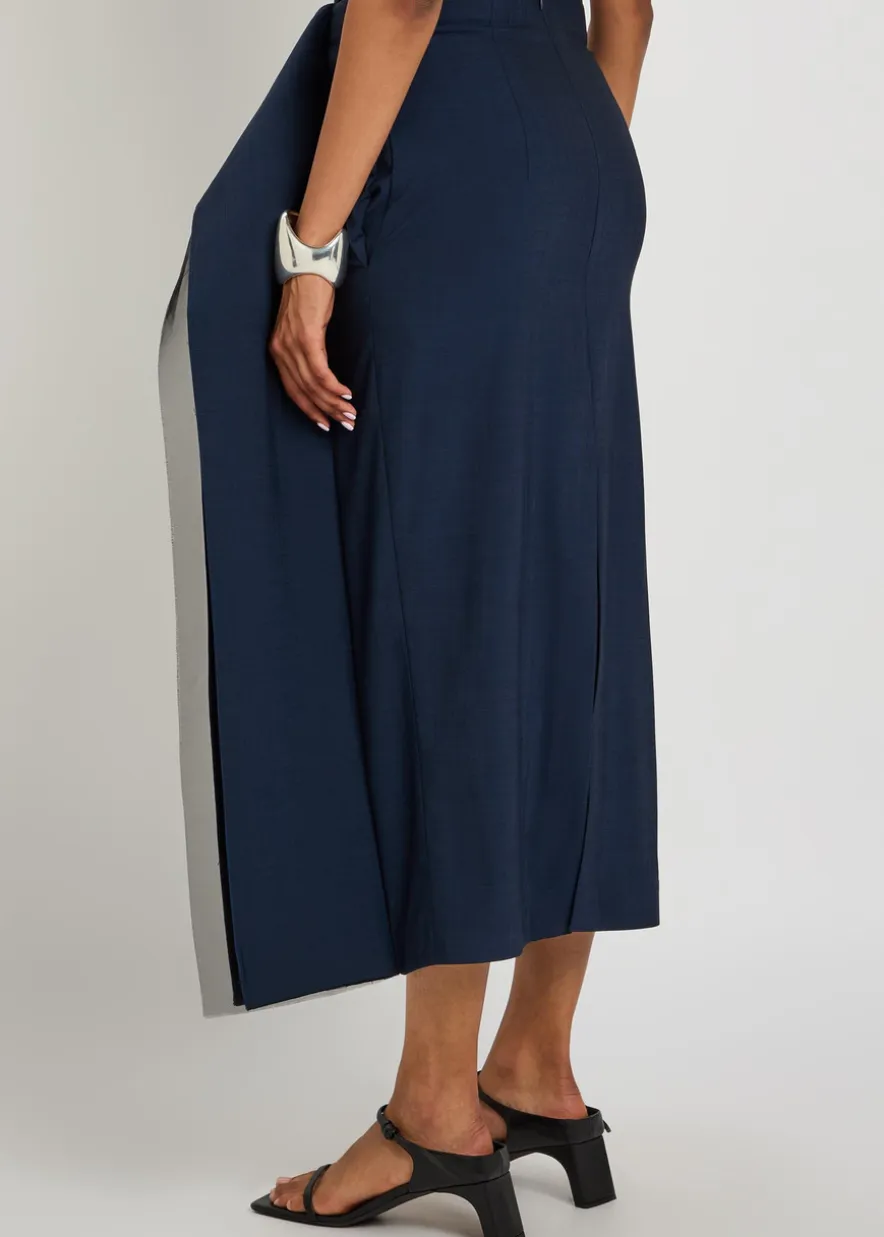 Panelled stretch-wool midi skirt