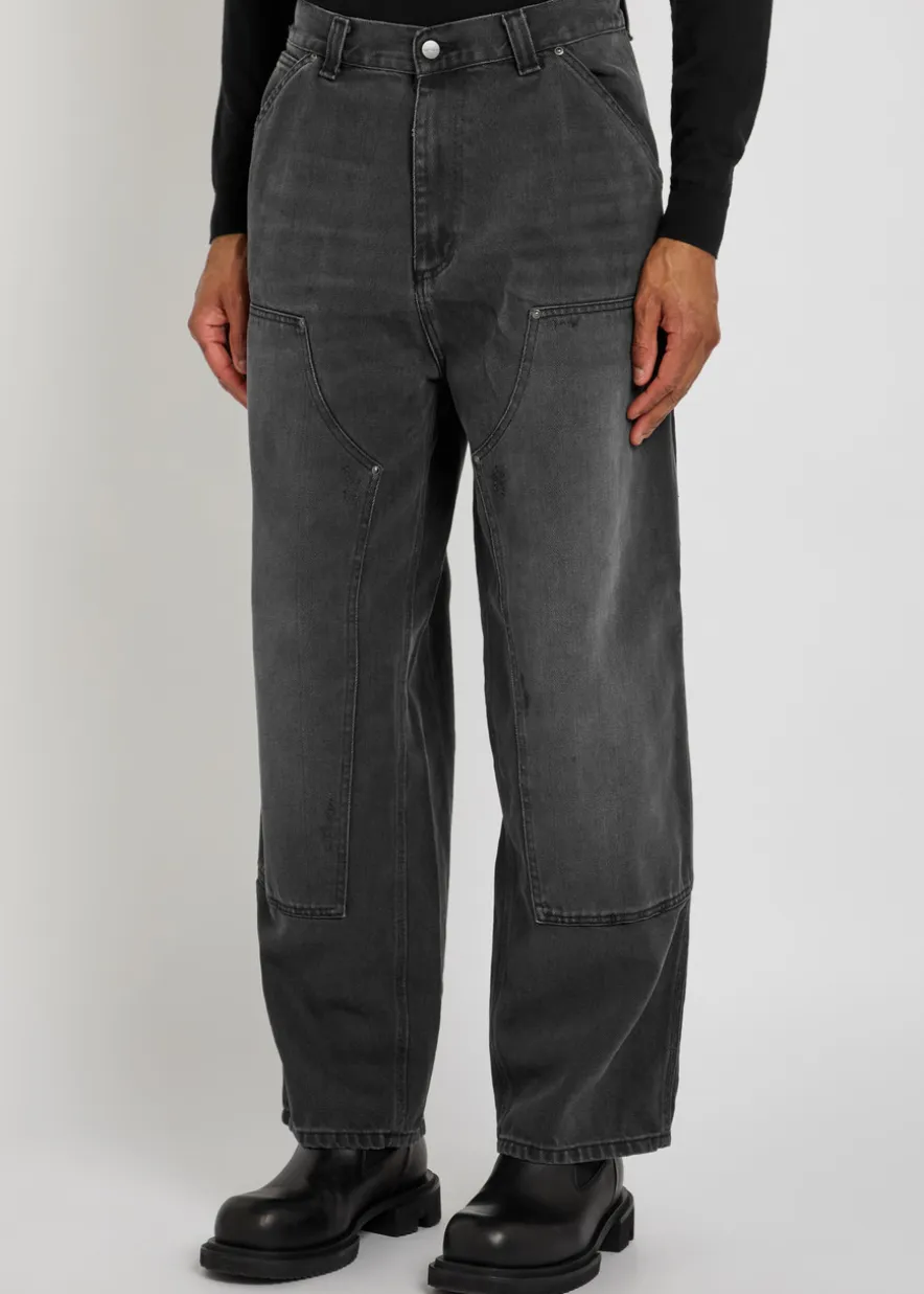 Panelled wide-leg denim jeans