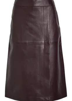 Panelled wrap-effect leather midi skirt