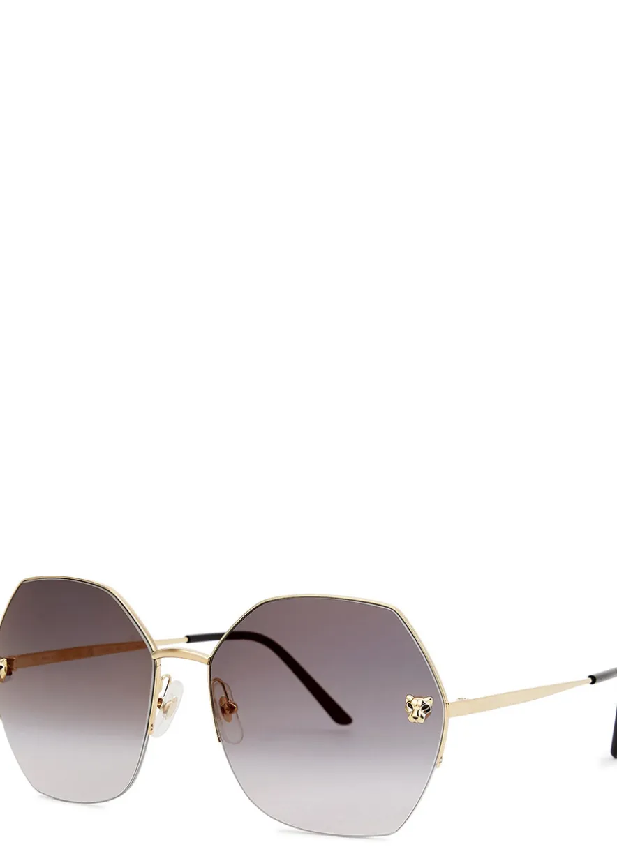 Panthère De Cartier gold-tone oversized sunglasses