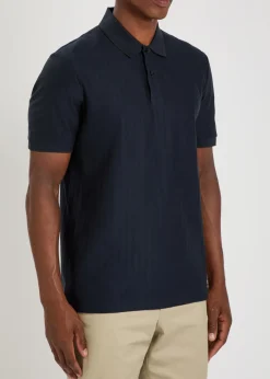Parley striped-knit cotton polo shirt