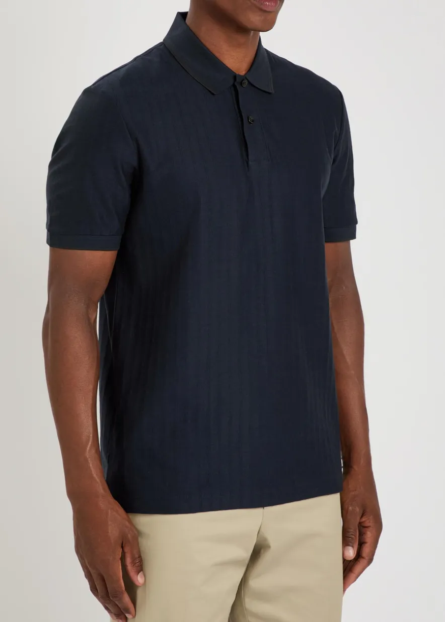 Parley striped-knit cotton polo shirt