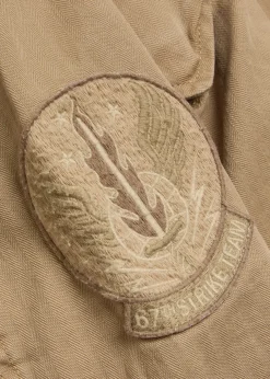 Patch-appliquéd cotton field jacket
