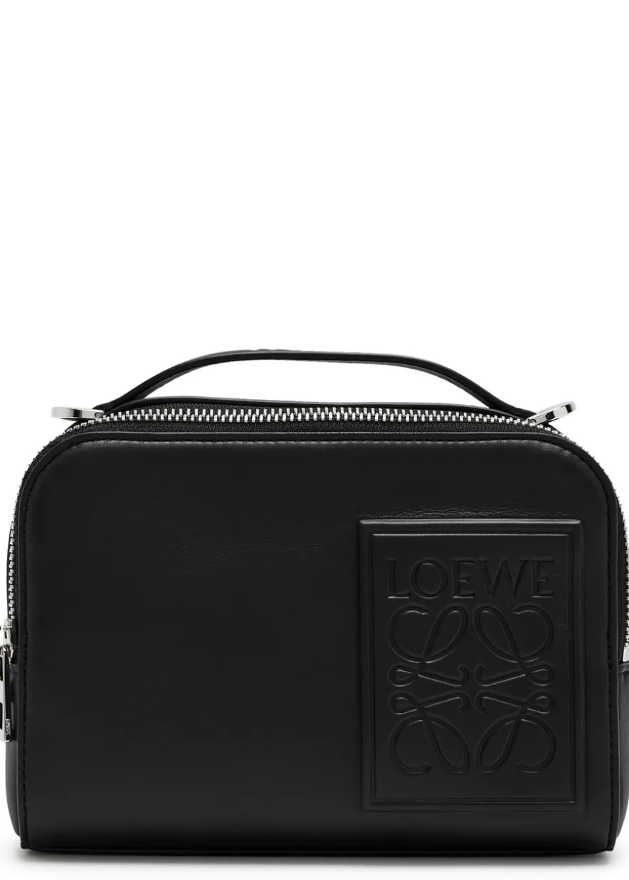 Patch leather camera bag