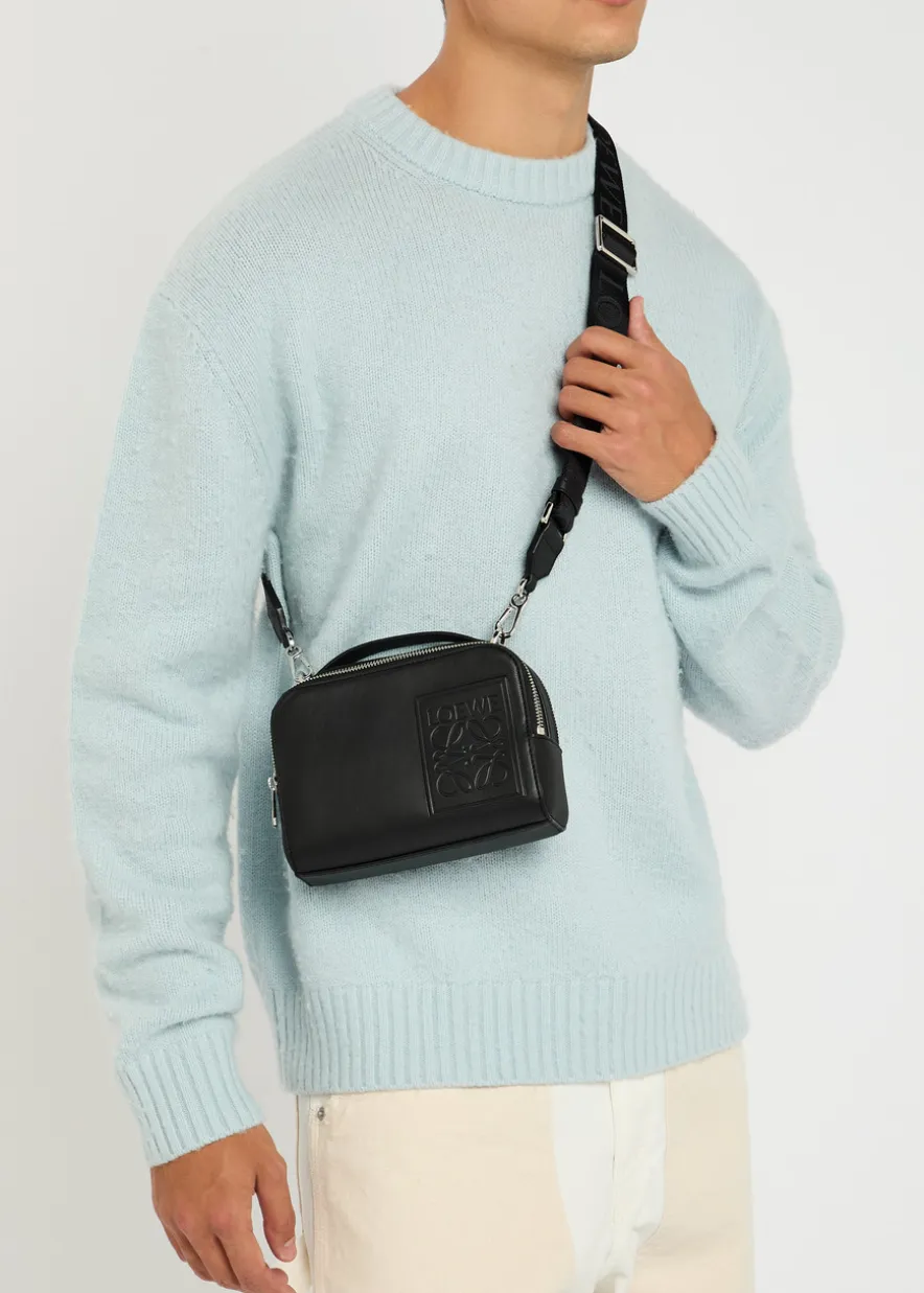 Patch leather camera bag