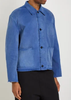Patch pocket cotton and wool-blend overshirt