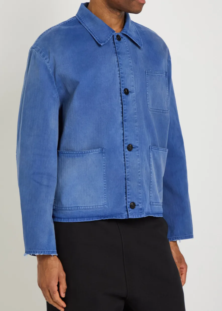 Patch pocket cotton and wool-blend overshirt