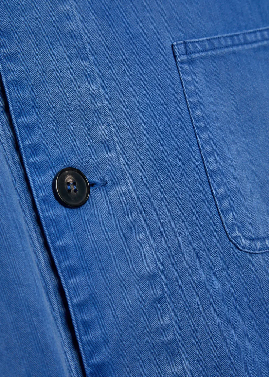 Patch pocket cotton and wool-blend overshirt