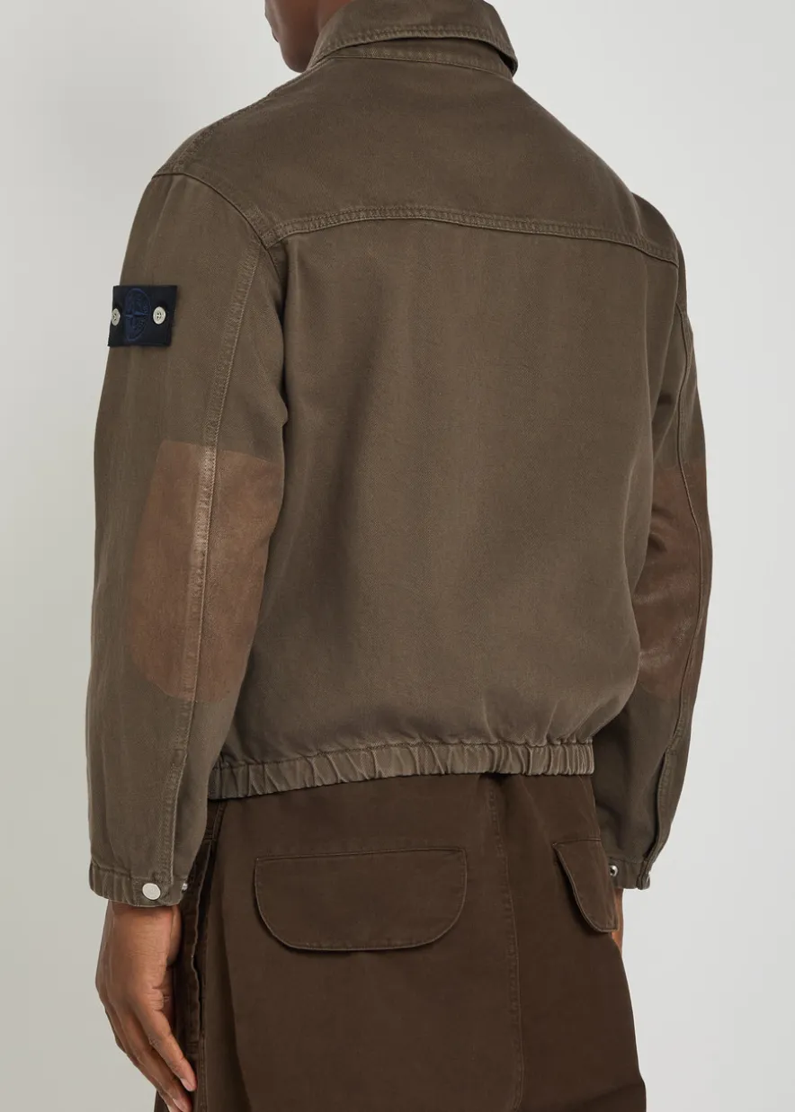 Patch pocket denim bomber jacket