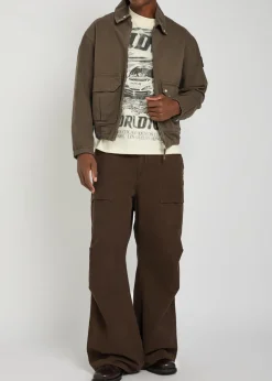 Patch pocket denim bomber jacket