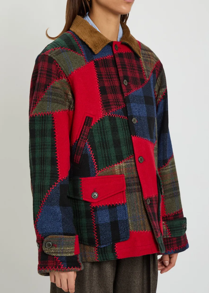 Patchwork wool-blend jacket