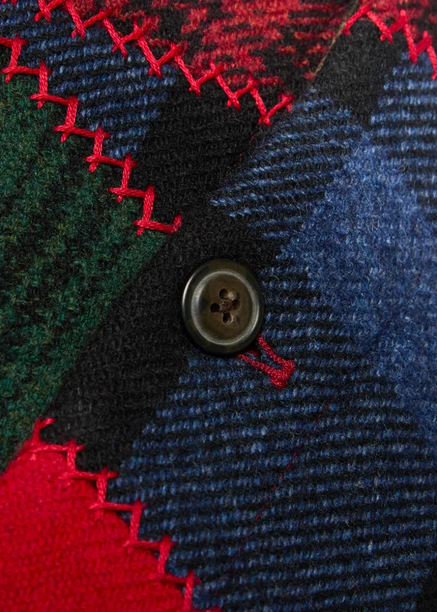 Patchwork wool-blend jacket