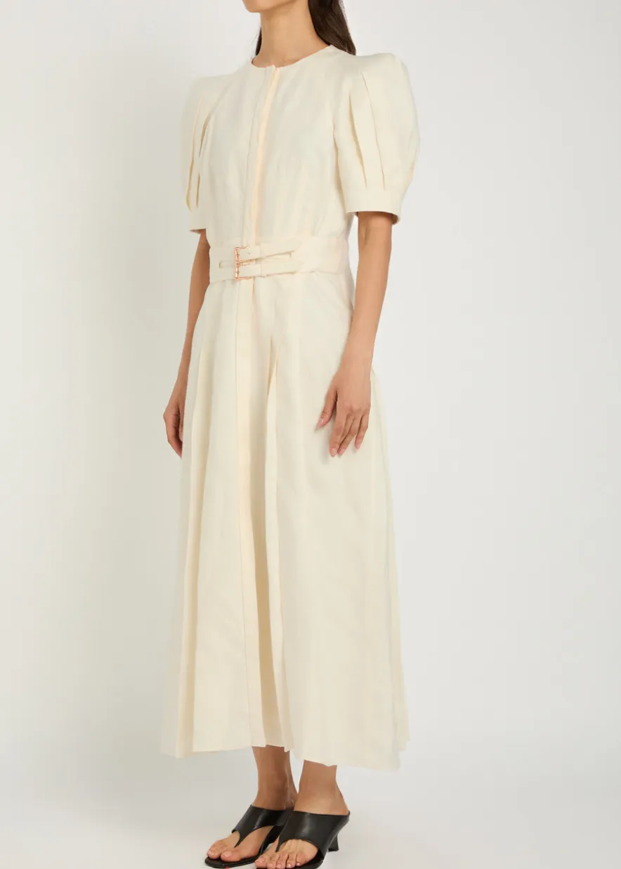 Patricia belted linen midi dress