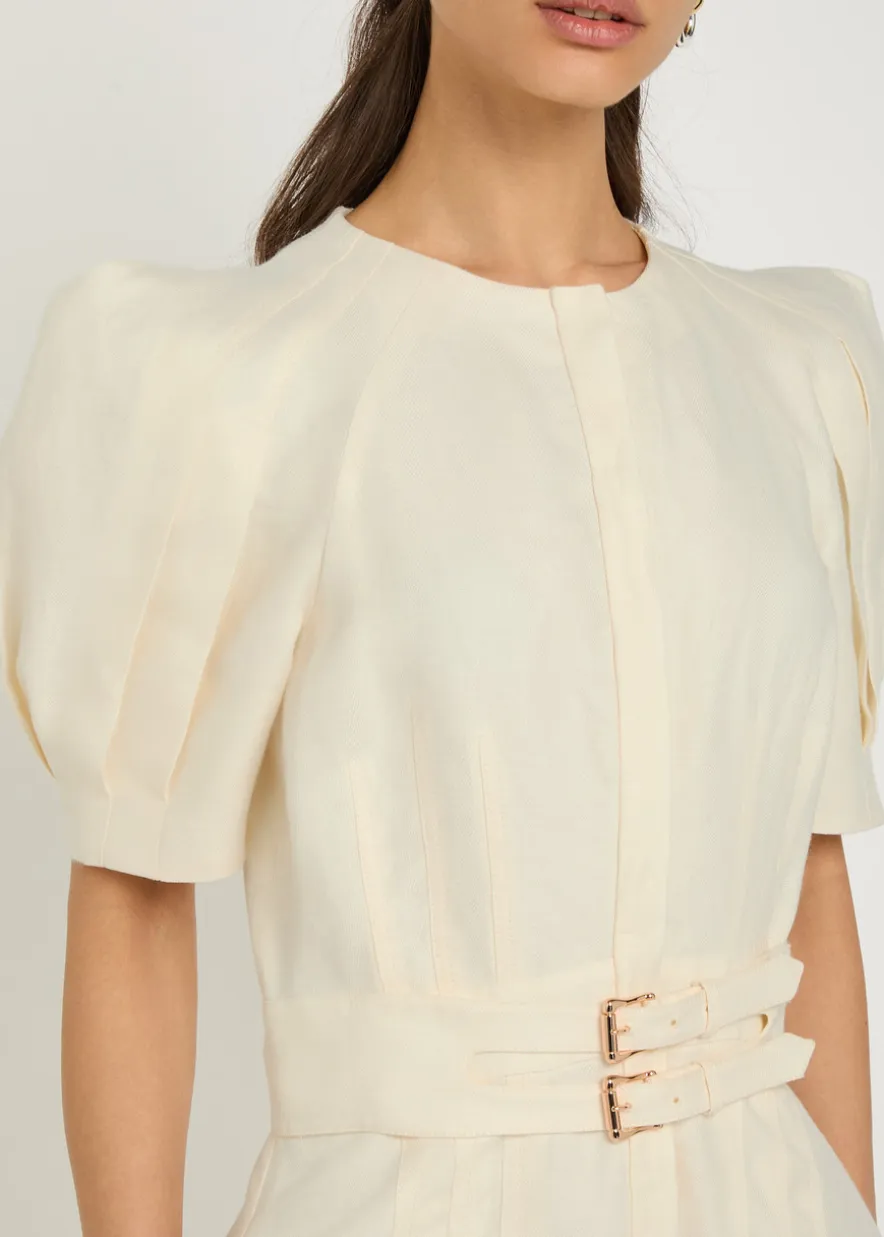 Patricia belted linen midi dress