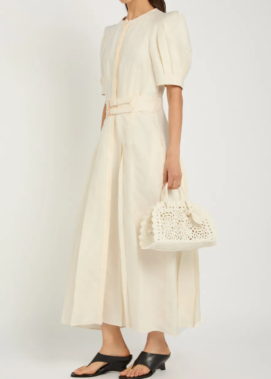 Patricia belted linen midi dress