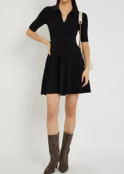 Patricia ribbed knit mini polo dress